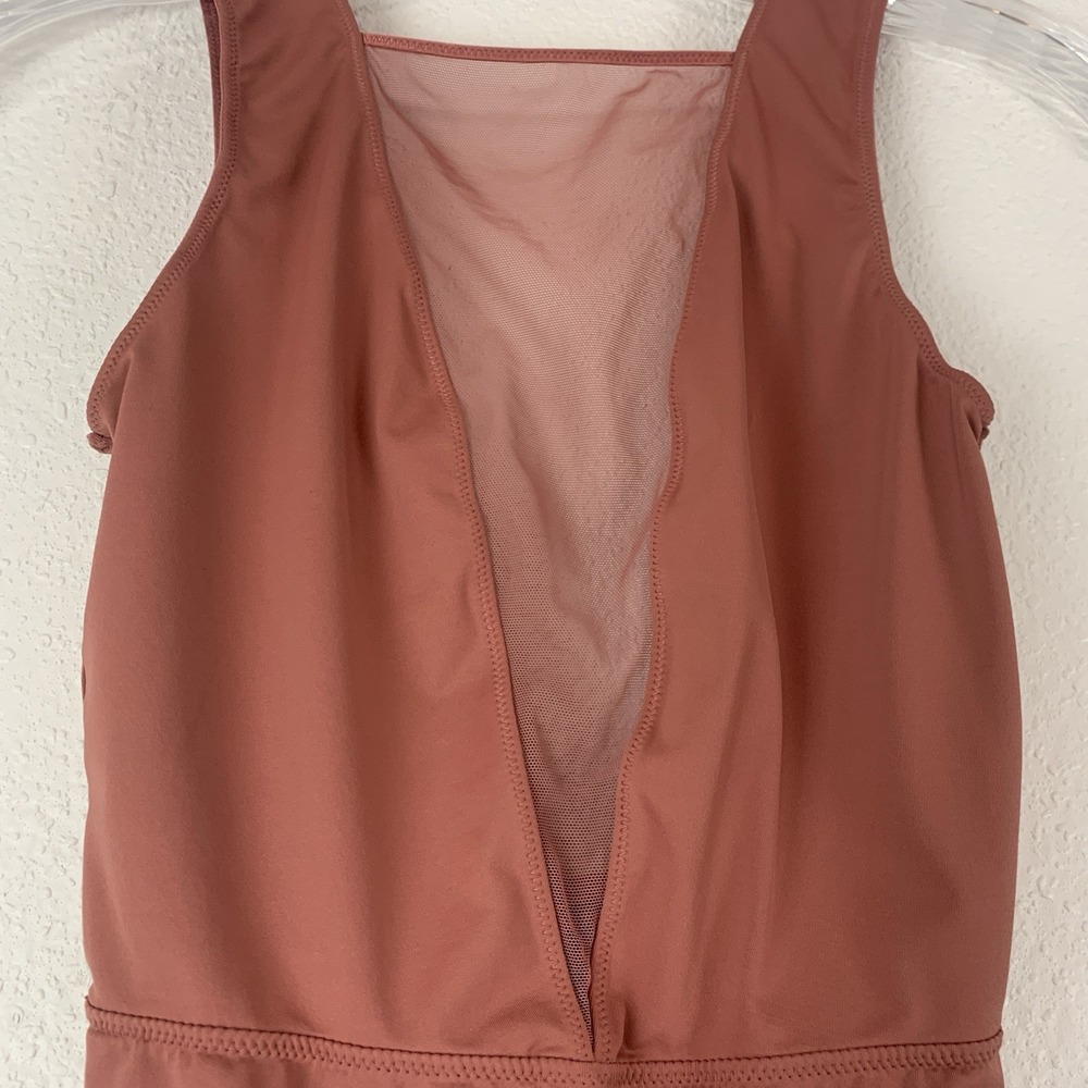 Victoria's Secret Bodysuit Womens XS Dusty Rose Stretch Mesh Thong Sleeveless - Picture 2 of 7